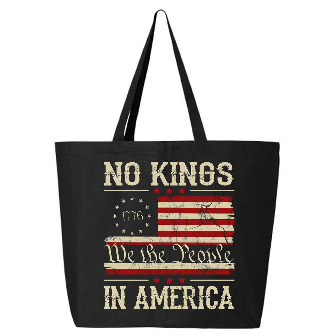 Retro June 14th No Kings In America 1776 USA Flag 25L Jumbo Tote