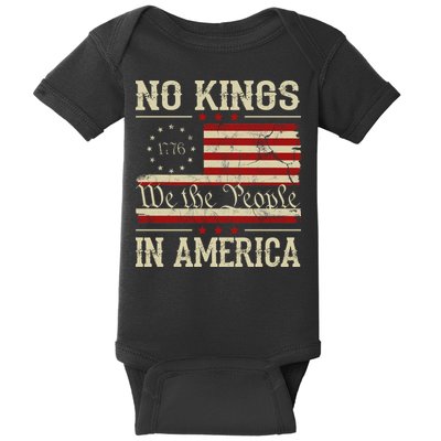 Retro June 14th No Kings In America 1776 USA Flag Baby Bodysuit