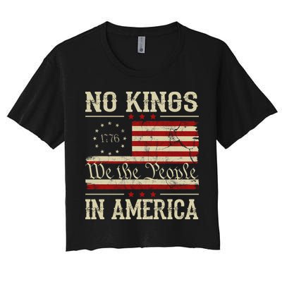 Retro June 14th No Kings In America 1776 USA Flag Crop Top
