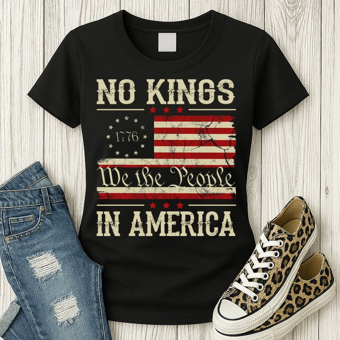 Retro June 14th No Kings In America 1776 USA Flag Womens T-Shirt