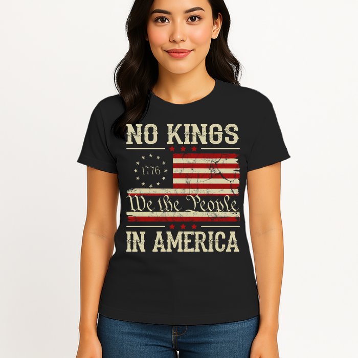Retro June 14th No Kings In America 1776 USA Flag Womens T-Shirt