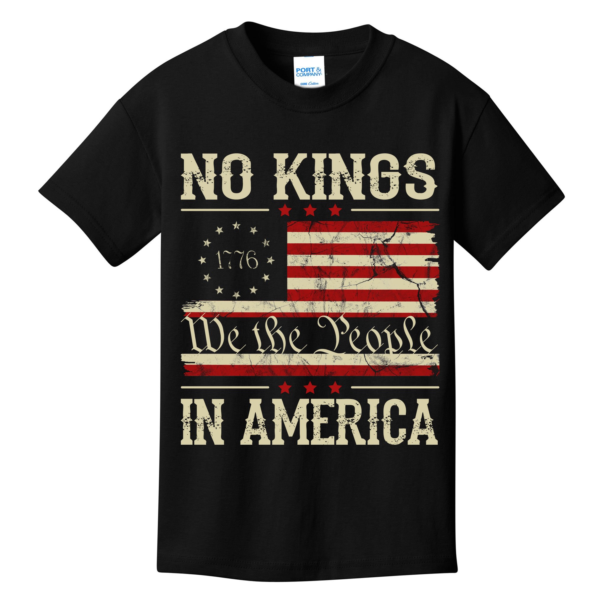 Retro June 14th No Kings In America 1776 USA Flag Kids T-Shirt