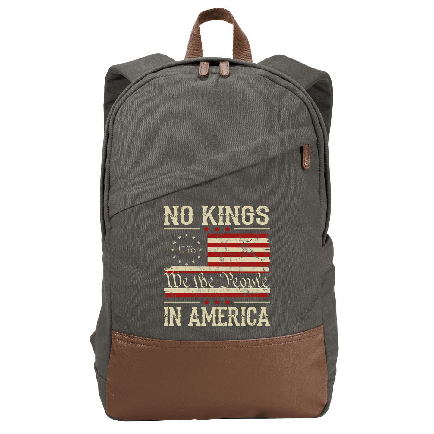 Retro June 14th No Kings In America 1776 USA Flag Cotton Canvas Backpack