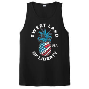 Retro July 4th Pineapple American Flag Sweet Land Of Liberty Meaningful Gift PosiCharge Competitor Tank