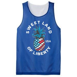 Retro July 4th Pineapple American Flag Sweet Land Of Liberty Meaningful Gift Mesh Reversible Basketball Jersey Tank