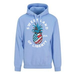 Retro July 4th Pineapple American Flag Sweet Land Of Liberty Meaningful Gift Unisex Surf Hoodie