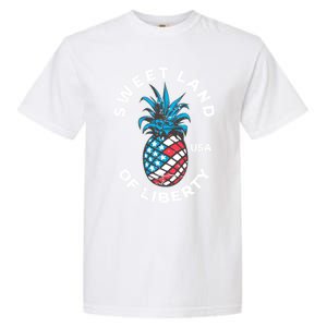 Retro July 4th Pineapple American Flag Sweet Land Of Liberty Meaningful Gift Garment-Dyed Heavyweight T-Shirt