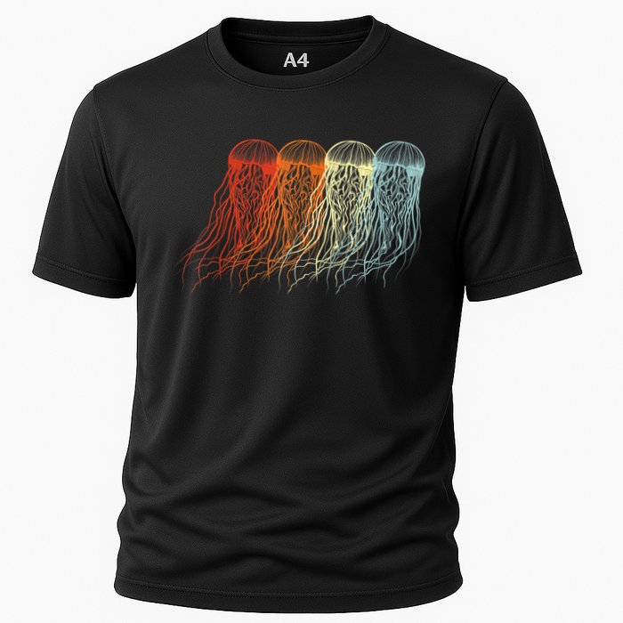 Retro Jellyfish 70s Ocean Sea Beach Animals Jelly Cooling Performance Crew T-Shirt