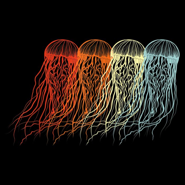 Retro Jellyfish 70s Ocean Sea Beach Animals Jelly Cooling Performance Crew T-Shirt