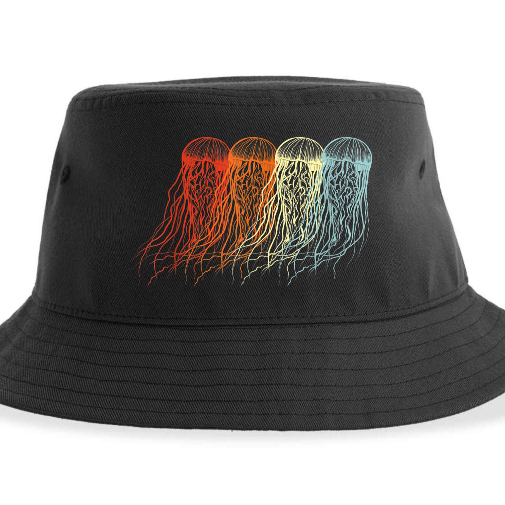 Retro Jellyfish 70s Ocean Sea Beach Animals Jelly Sustainable Bucket Hat