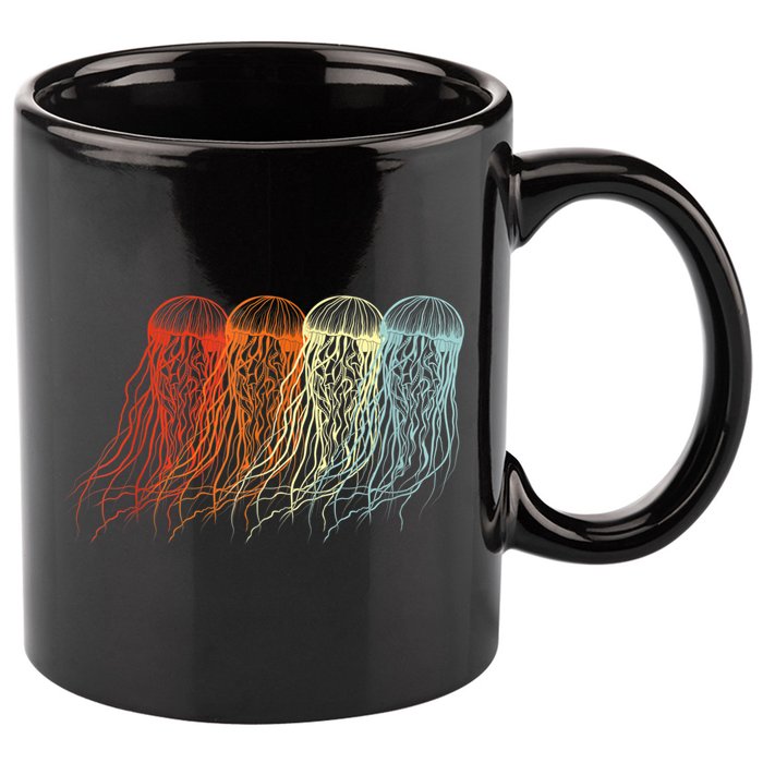 Retro Jellyfish 70s Ocean Sea Beach Animals Jelly 11oz C Handle Ceramic Mug