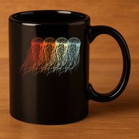Retro Jellyfish 70s Ocean Sea Beach Animals Jelly 11oz C Handle Ceramic Mug