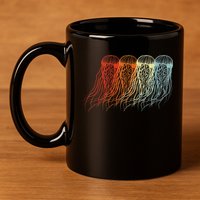 Retro Jellyfish 70s Ocean Sea Beach Animals Jelly 11oz C Handle Ceramic Mug