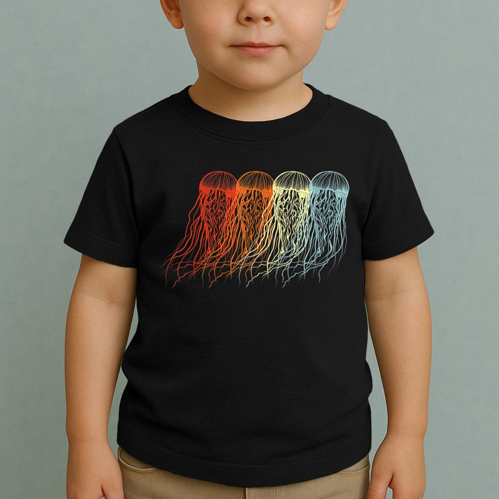 Retro Jellyfish 70s Ocean Sea Beach Animals Jelly Toddler T-Shirt