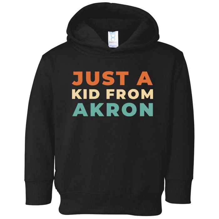 Retro Just A Ki.D From Ohio Akron American Vintage Us City Toddler Hoodie