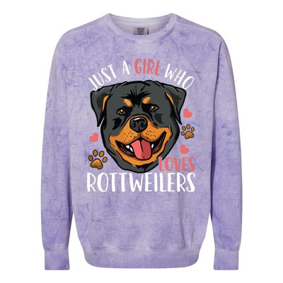 Rottweiler Just A Girl Who Loves Rottweilers Gift Colorblast Crewneck Sweatshirt