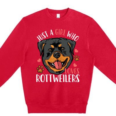 Rottweiler Just A Girl Who Loves Rottweilers Gift Premium Crewneck Sweatshirt