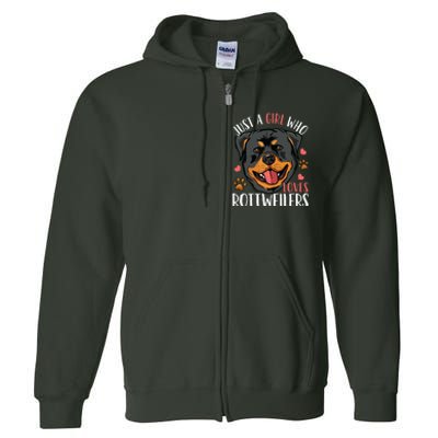 Rottweiler Just A Girl Who Loves Rottweilers Gift Full Zip Hoodie