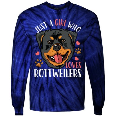 Rottweiler Just A Girl Who Loves Rottweilers Gift Tie-Dye Long Sleeve Shirt