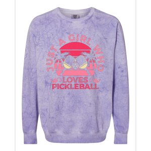 retro Just A Who Loves Pickleball Sports Game Colorblast Crewneck Sweatshirt