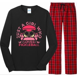 retro Just A Who Loves Pickleball Sports Game Long Sleeve Pajama Set