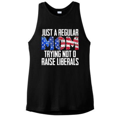 Republican Just A Regular Mom Trying Not To Raise Liberals Ladies PosiCharge Tri-Blend Wicking Tank