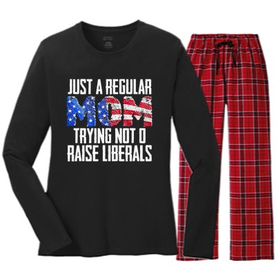 Republican Just A Regular Mom Trying Not To Raise Liberals Women's Long Sleeve Flannel Pajama Set 