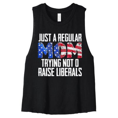 Republican Just A Regular Mom Trying Not To Raise Liberals Women's Racerback Cropped Tank