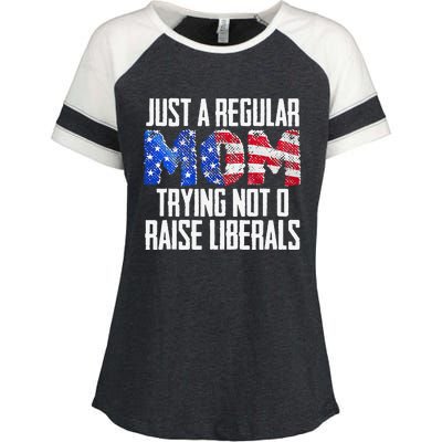 Republican Just A Regular Mom Trying Not To Raise Liberals Enza Ladies Jersey Colorblock Tee