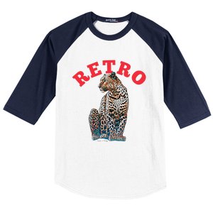 Retro Jaguar Animal Oversized Baseball Sleeve Shirt