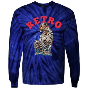 Retro Jaguar Animal Oversized Tie-Dye Long Sleeve Shirt