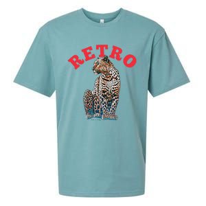 Retro Jaguar Animal Oversized Sueded Cloud Jersey T-Shirt