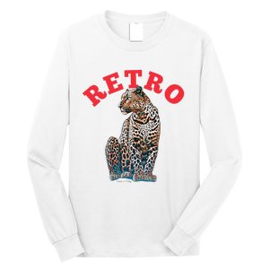 Retro Jaguar Animal Oversized Long Sleeve Shirt