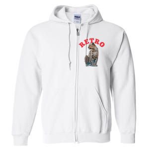 Retro Jaguar Animal Oversized Full Zip Hoodie