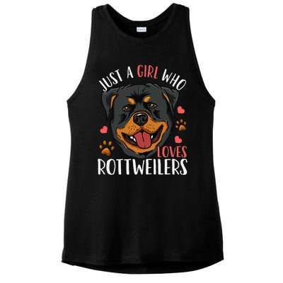 Rottweiler Just A Who Loves Rottweilers Gift Ladies PosiCharge Tri-Blend Wicking Tank