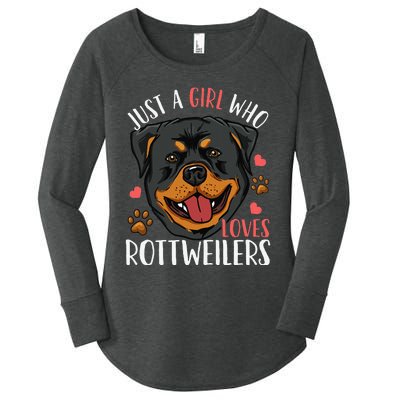 Rottweiler Just A Who Loves Rottweilers Gift Women's Perfect Tri Tunic Long Sleeve Shirt