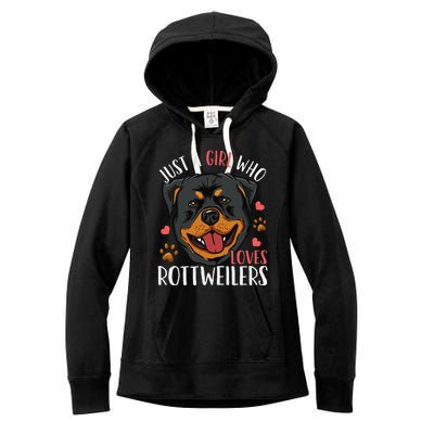 Rottweiler Just A Who Loves Rottweilers Gift Women's Fleece Hoodie