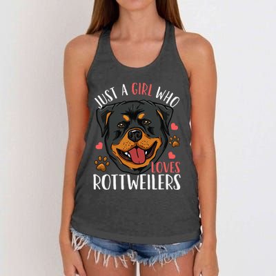 Rottweiler Just A Who Loves Rottweilers Gift Women's Knotted Racerback Tank