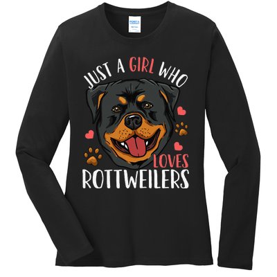 Rottweiler Just A Who Loves Rottweilers Gift Ladies Long Sleeve Shirt