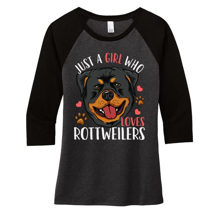 Rottweiler Just A Who Loves Rottweilers Gift Women's Tri-Blend 3/4-Sleeve Raglan Shirt