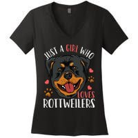 Rottweiler Just A Who Loves Rottweilers Gift Women's V-Neck T-Shirt