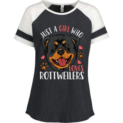 Rottweiler Just A Who Loves Rottweilers Gift Enza Ladies Jersey Colorblock Tee