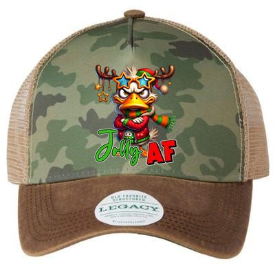 Reindeer Jolly Af Funny Sarcastic Grumpy Duck Christmas Legacy Tie Dye Trucker Hat