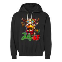 Reindeer Jolly Af Funny Sarcastic Grumpy Duck Christmas Garment-Dyed Fleece Hoodie