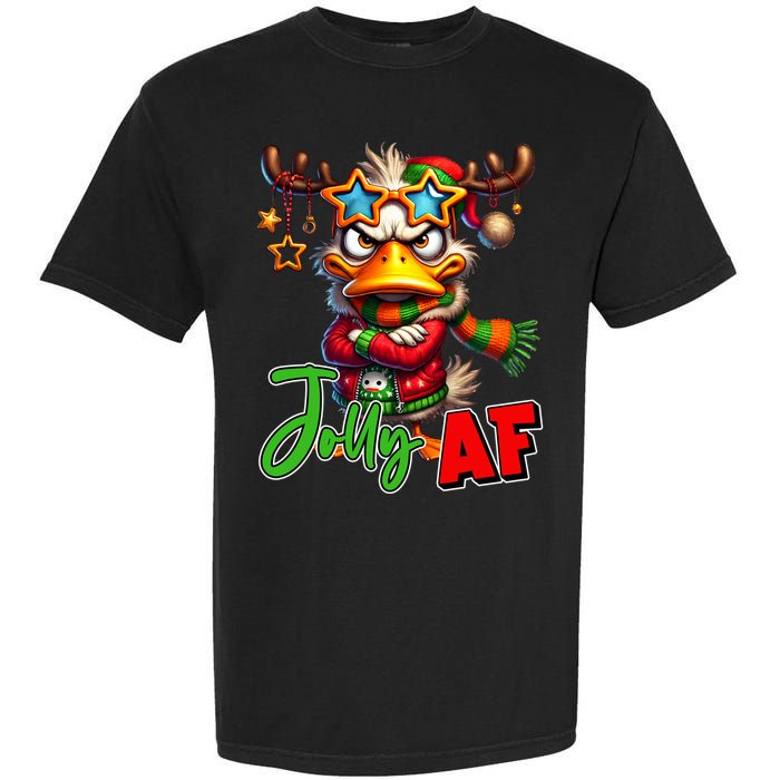 Reindeer Jolly Af Funny Sarcastic Grumpy Duck Christmas Garment-Dyed Heavyweight T-Shirt