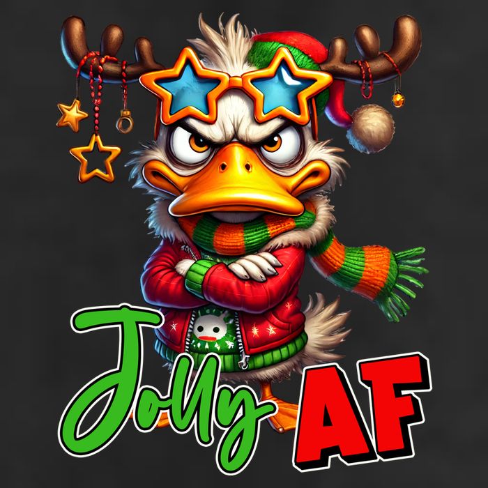 Reindeer Jolly Af Funny Sarcastic Grumpy Duck Christmas Garment-Dyed Heavyweight T-Shirt