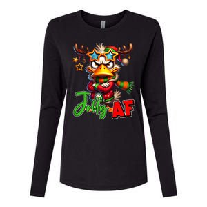 Reindeer Jolly Af Funny Sarcastic Grumpy Duck Christmas Womens Cotton Relaxed Long Sleeve T-Shirt