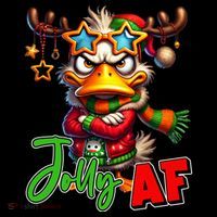 Reindeer Jolly Af Funny Sarcastic Grumpy Duck Christmas Flexfit Unipanel Trucker Cap