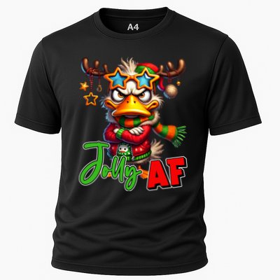 Reindeer Jolly Af Funny Sarcastic Grumpy Duck Christmas Cooling Performance Crew T-Shirt