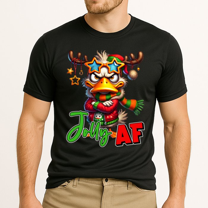 Reindeer Jolly Af Funny Sarcastic Grumpy Duck Christmas Performance Shirt